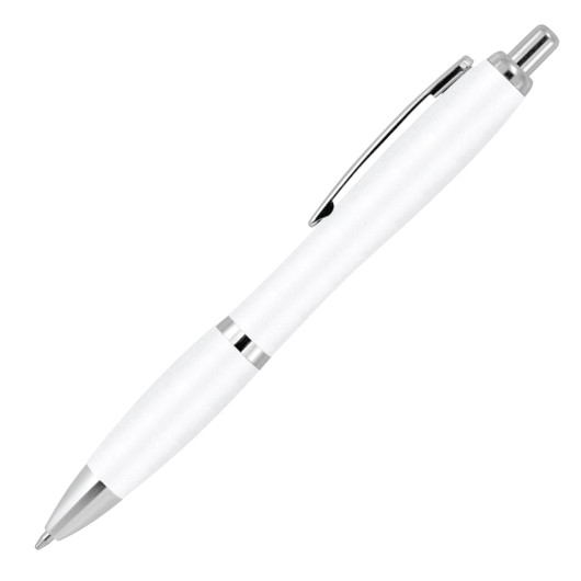 White Cara Plastic Ballpoint Pens